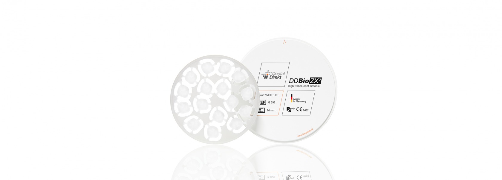 Bruddstyrke 1100 MPa
 	Translusens 40%
 	Ind.: cut-back og full kroner/broer (opp til full kjeve), hybrid abutment
Les mer

Bilde fra dentaldirekt.de